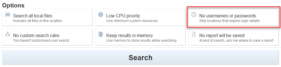 Click "No usernames or passwords" to add credentials for an Amazon S3 Target in the Card Recon dashboard.