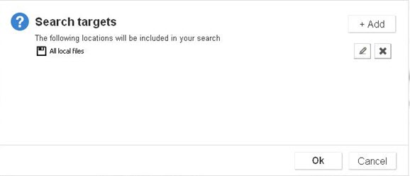 Click on "Search all local files" to select the scan Target in the "Search Targets" dialog box.