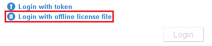 Click on "Login with offline license file" in the Card Recon login window to use an offline license file.