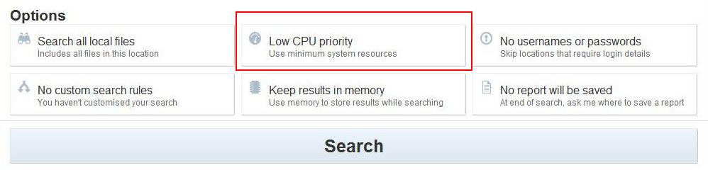 Click on "Low CPU Priority" in the dashboard to manage Data Recon's resource usage.