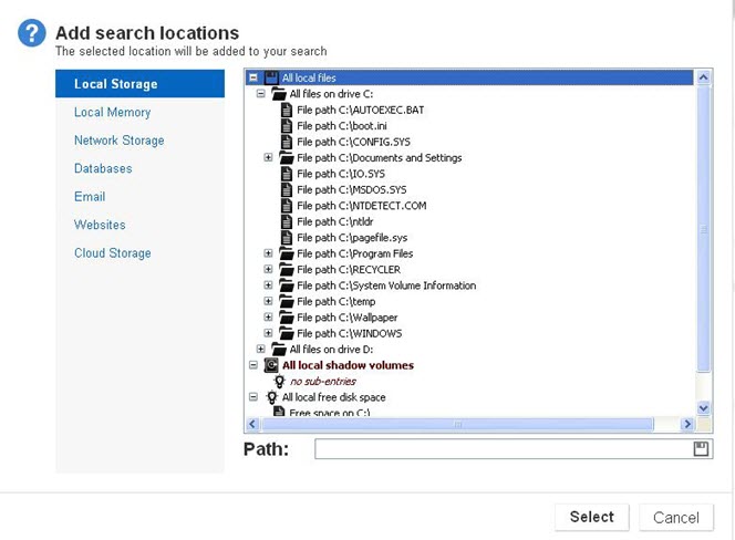 Manage processes to scan by selecting Local Memory tab in the "Add search locations" dialog box.