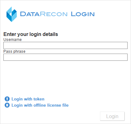 Enter your user name and pass phrase in the Data Recon login window.