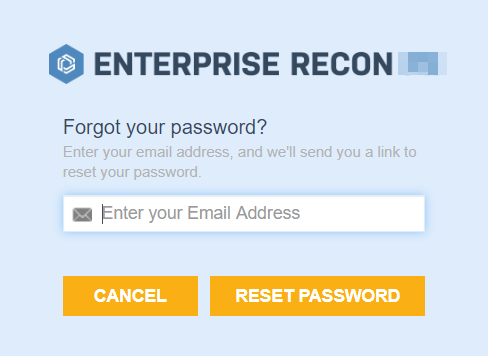 Dialog box for password recovery in Enterprise Recon 2.2.