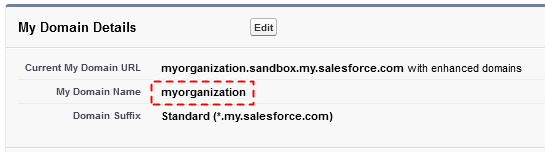 Salesforce My Domain value for setting up the Target.