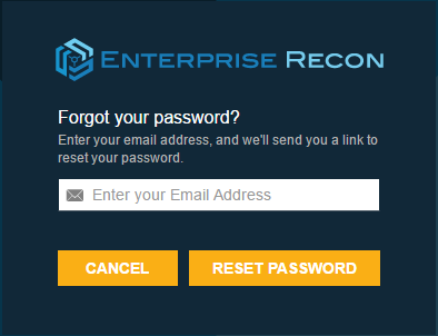 Dialog box for password recovery in Enterprise Recon 2.0.