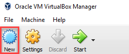 Click New to create a new virtual machine in the Oracle VM VirtualBox Manager.