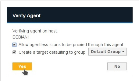 Verify Agent dialog box to verify a Node Agent in Enterprise Recon 2.0