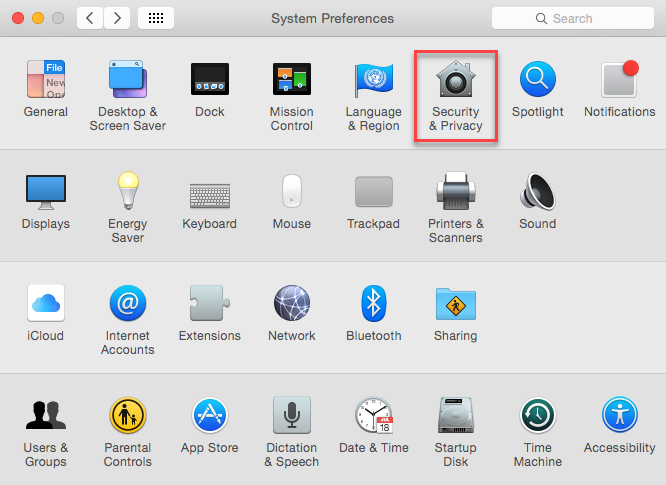 macOS Security & Privacy icon in System Preferences window to configure gatekeeper.