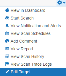 Select Edit Target in the options menu for a Target.