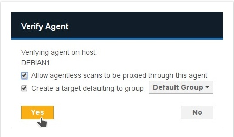 Verify Agent dialog box to verify a Node Agent in Enterprise Recon 2.1