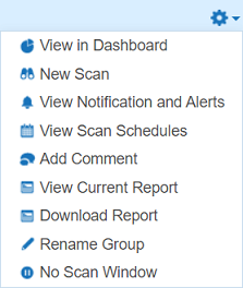 List of options in the dropdown menu for a Target Group.