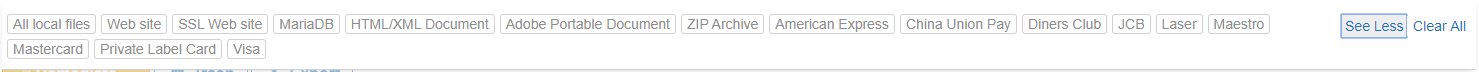 Filter tags pane in the Investigate page.