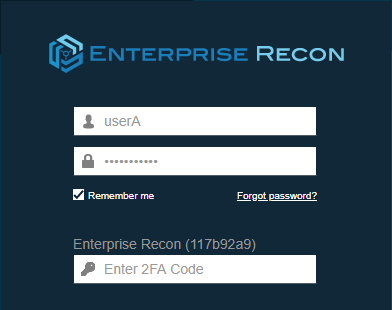 Example of unique Master Server identifier "117b92a9" displayed in the login screen for 2FA-enabled users.