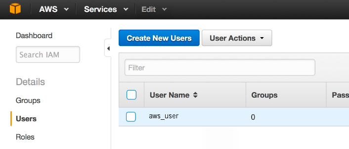 Select an IAM user in the AWS IAM console with access to the Amazon S3 Buckets to scan.
