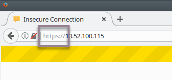 Enter "https://" in Firefox web browser to manually navigate to HTTPS site for the Web Console.