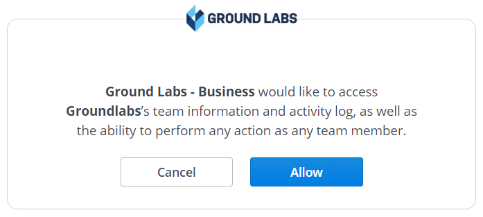 Click Allow to grant Ground Labs Application access to Dropbox Account.