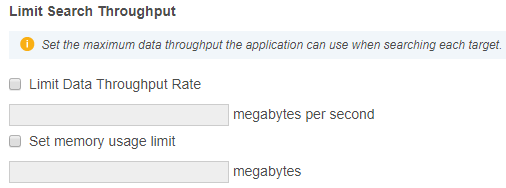 Configure the data and memory usage limit for a scan schedule.