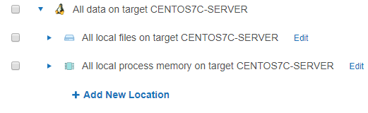 Add New Location to an existing Target in the Select Locations page.