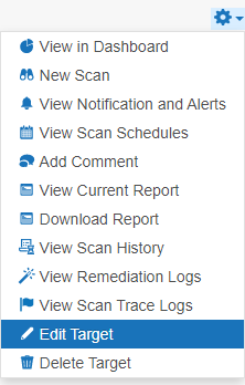 Select Edit Target in the options menu for a Target.
