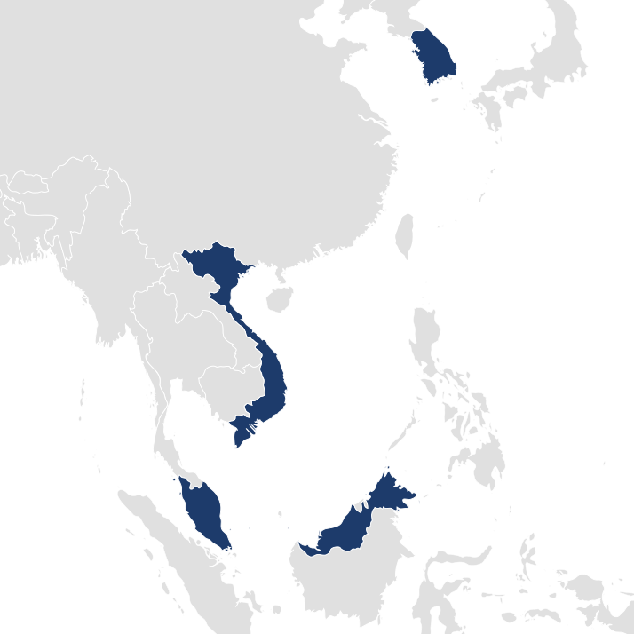 A map of several countries with important data regulations in Southeast Asia, including Singapore and the PDPA.