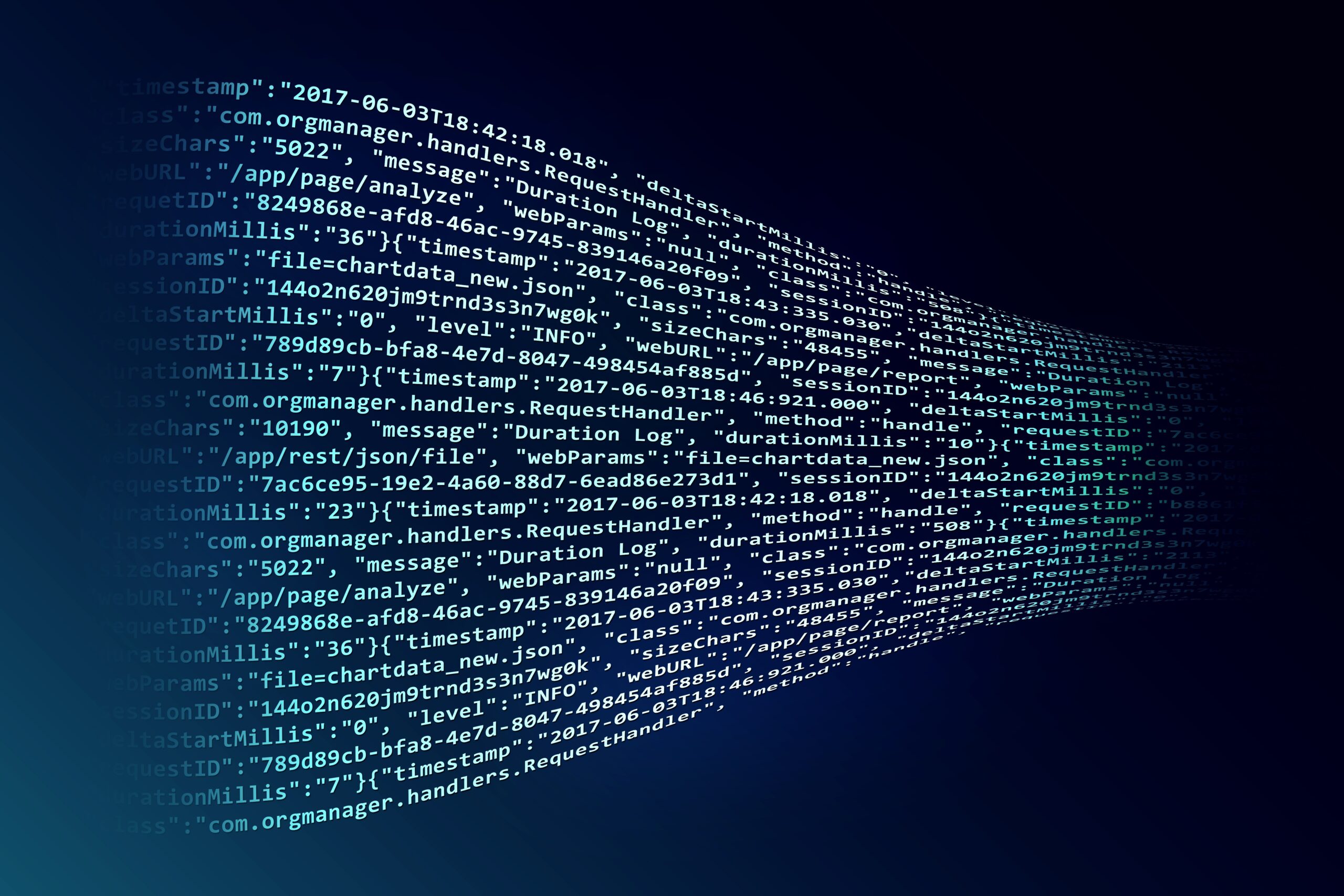 A stream of computer code data bends over the screen representing why data scanning must be a regular habit